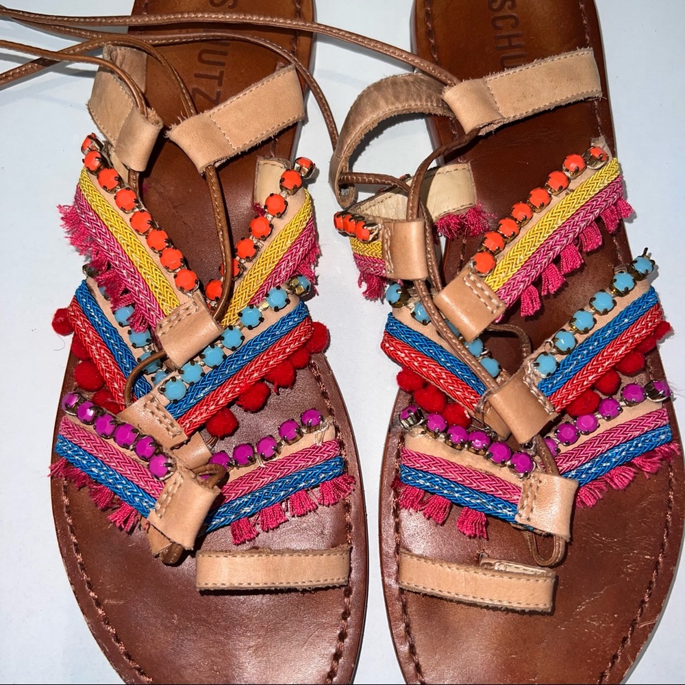 Colorful Wrap-around Strap Sandals